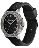 Calvin Klein Men's Black Silicone Strap Watch 44mm