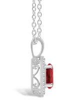 Macy's Garnet (1-2/3 ct. t.w.) and Diamond (1/8 ct. t.w.) Halo Pendant Necklace in Sterling Silver