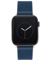 Anne Klein Women's Navy Textured Silicone Band Compatible with 42/44/45/Ultra/Ultra 2 Apple Watch - Navy, Rose Gold