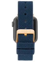 Anne Klein Women's Navy Textured Silicone Band Compatible with 38/40/41mm Apple Watch - Navy, Rose Gold