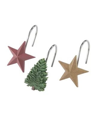 Avanti Evergreen Tree & Stars Holiday 12-Pc. Shower Curtain Hooks