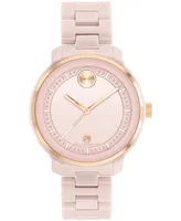 Movado Women's Bold Verso Swiss Quartz Blush Ceramic Bracelet Watch 39mm