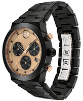 Movado Men's Bold Fusion Swiss Quartz Chronograph Ionic Plated Black Steel Bracelet Watch 44mm