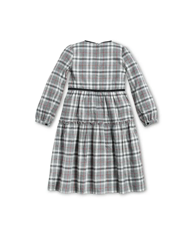 Hope & Henry Baby Girls Long Sleeve Tiered Flannel Dress