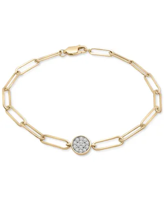 Diamond Circle Cluster Paperclip Link Bracelet (1/6 ct. t.w.) in 14k Gold-Plated Sterling Silver, Created for Macy's