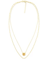 Giani Bernini Initial Disc Layered Pendant Necklace 18k Gold-Plated Sterling Silver, Created for Macy's