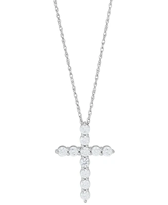 Grown With Love Lab Grown Diamond Cross Pendant Necklace (1/2 ct. t.w.) in 14k White Gold, 16" + 2" extender