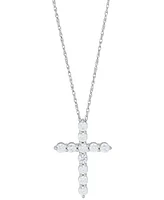 Grown With Love Lab Grown Diamond Cross Pendant Necklace (1/2 ct. t.w.) in 14k White Gold, 16" + 2" extender