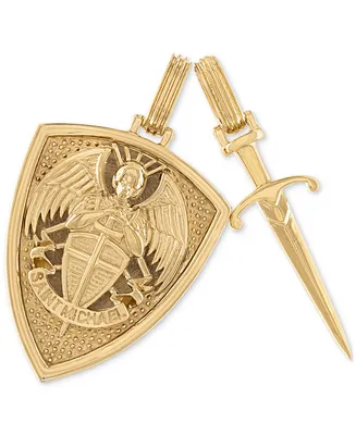 Esquire Men's Jewelry 2-Pc. Set Saint Michael Shield & Sword Amulet Pendants in 14k Gold-Plated Sterling Silver, Created for Macy's