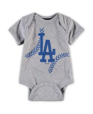 Newborn and Infant Boys and Girls Gray Los Angeles Dodgers Running Home Bodysuit