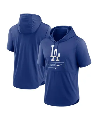 Men's Nike Royal Los Angeles Dodgers Logo Lockup Performance Short-Sleeved Pullover Hoodie
