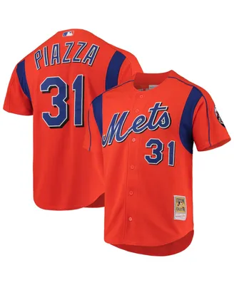 Men's Mitchell & Ness Mike Piazza Orange New York Mets Cooperstown Collection Mesh Batting Practice Jersey
