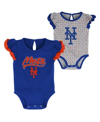 Newborn and Infant Boys and Girls Royal, Heathered Gray New York Mets Scream and Shout Two-Pack Bodysuit Set