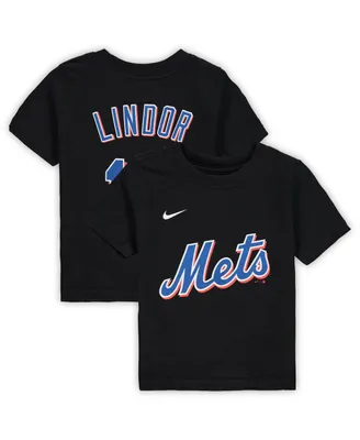 Infant Boys and Girls Nike Francisco Lindor Black New York Mets Name and Number T-shirt