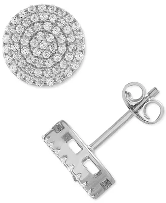 Esquire Men's Jewelry Cubic Zirconia Circle Cluster Stud Earrings in Sterling Silver, Created for Macy's