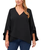 Vince Camuto Plus Size V-Neck Flutter Sleeve Blouse