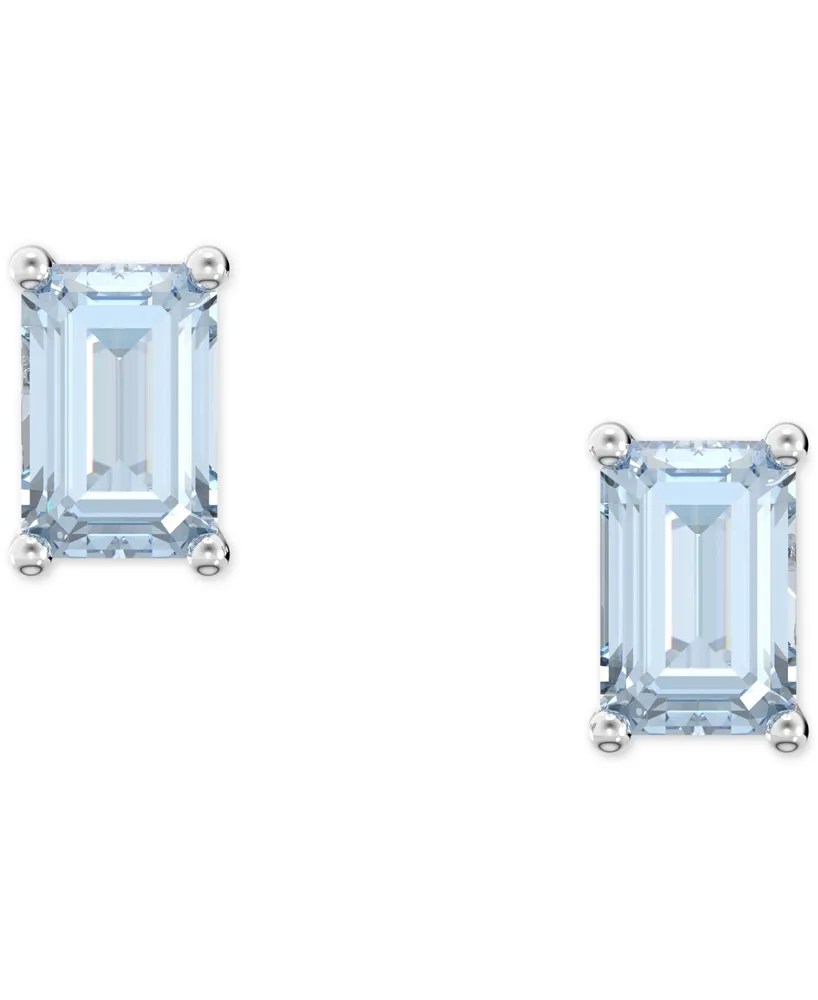 Swarovski Rose Gold-Tone Color Cushion-Cut Crystal Stud Earrings