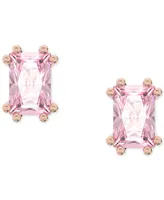 Swarovski Rose Gold-Tone Color Cushion-Cut Crystal Stud Earrings