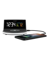 La Crosse Technology 617-84947-Int Wireless 5W Charging Alarm Clock with Glowing Base And Outdoor Sensor