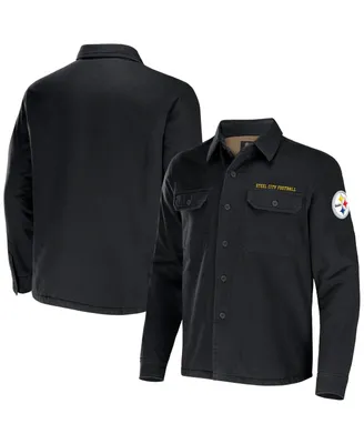 Men's Nfl x Darius Rucker Collection by Fanatics Black Pittsburgh Steelers Canvas Button-Up Shirt Jacket