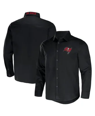 Men's Nfl x Darius Rucker Collection by Fanatics Black Tampa Bay Buccaneers Convertible Twill Long Sleeve Button-Up Shirt