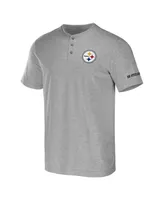 Men's Nfl x Darius Rucker Collection by Fanatics Heather Gray Pittsburgh Steelers Henley T-shirt