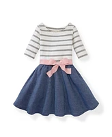 Hope & Henry Baby Girls Organic Cotton Lightweight Blocked Skater Dress