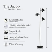 Brightech Jacob 64" Led Tree Floor Lamp with 3 Rotating Adjustable Heads