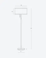 Brightech Carter Led Standing Floor Lamp with Drum Shade and Walnut Wood Finish