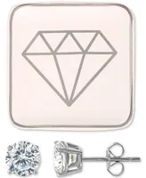 Giani Bernini Cubic Zirconia Solitaire Stud Earrings & Ceramic Trinket Dish, Created for Macy's