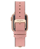 Steve Madden Women's Pink Faux Leather Stud Accented Band designed for Apple Watch 42mm (Series 1-3 only) & 44/45/46/49mm (Ultra & Ultra 2)