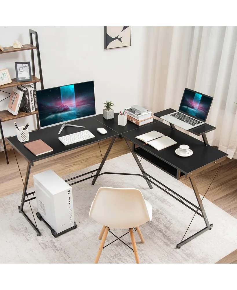 Costway L Shaped Computer Desk Home Office Workstation Movable