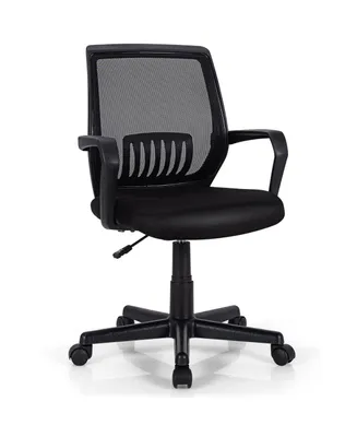 Costway Mid-Back Mesh Chair Height Adjustable Executive Chair w/ Lumbar Support