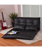Costway Pu Leather Foldable Modern Leisure Floor Sofa Bed Video Gaming