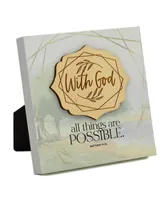 Dexsa With God All Things Meadow Wood Plaque, 6" x 6"