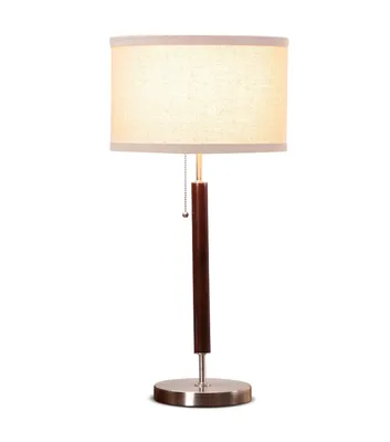 Brightech Carter Led Table Desk and Nightstand Lamp with Walnut Wood Finish