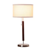 Brightech Carter Led Table Desk and Nightstand Lamp with Walnut Wood Finish