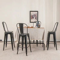 Costway Set of 4 High Back Metal Stool 30'' Seat Bar Height