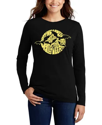 La Pop Art Women's Halloween Bats Word Long Sleeve T-shirt