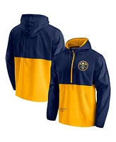 Men's Fanatics Navy and Gold Denver Nuggets Anorak Block Party Windbreaker Half-Zip Hoodie Jacket