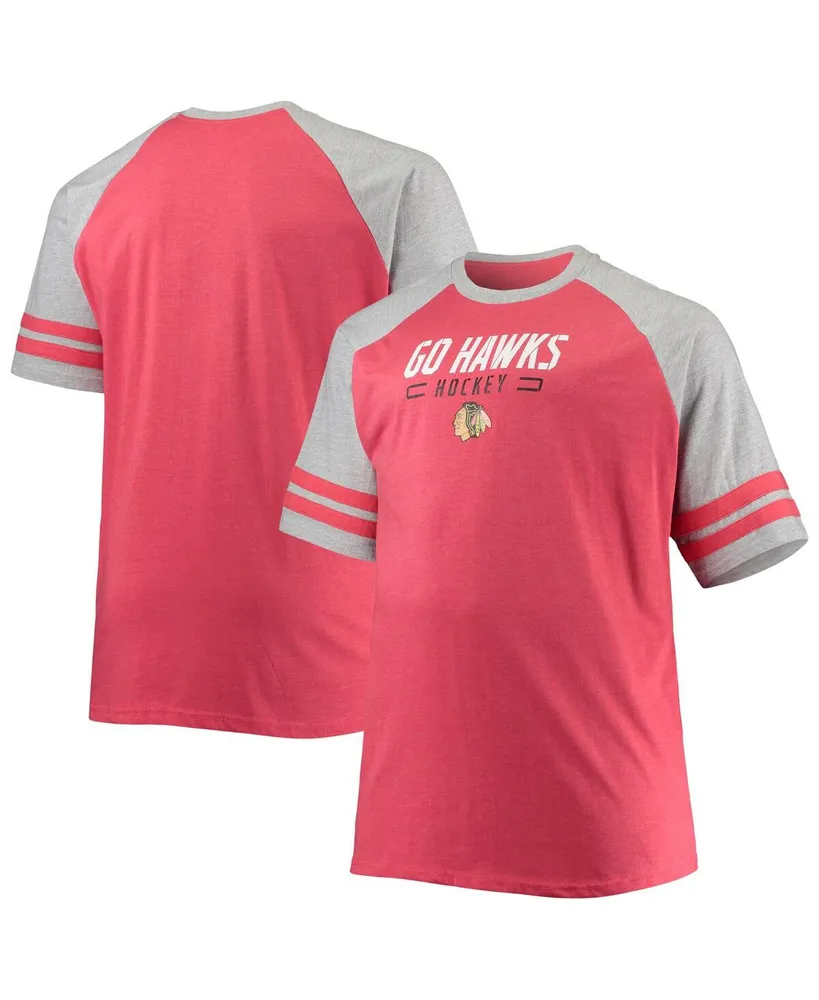 Men's Heathered Red Chicago Blackhawks Big and Tall Raglan T-shirt