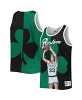 Men's Mitchell & Ness Larry Bird Kelly Green and Black Boston Celtics Sublimated Player Tank Top