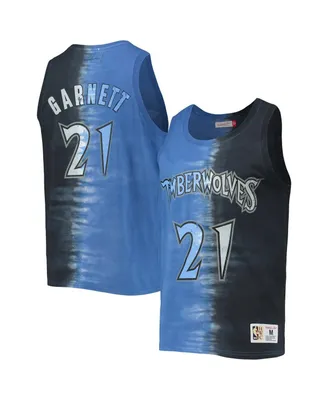 Men's Mitchell & Ness Kevin Garnett Black and Blue Minnesota Timberwolves Hardwood Classics Tie-Dye Name and Number Tank Top
