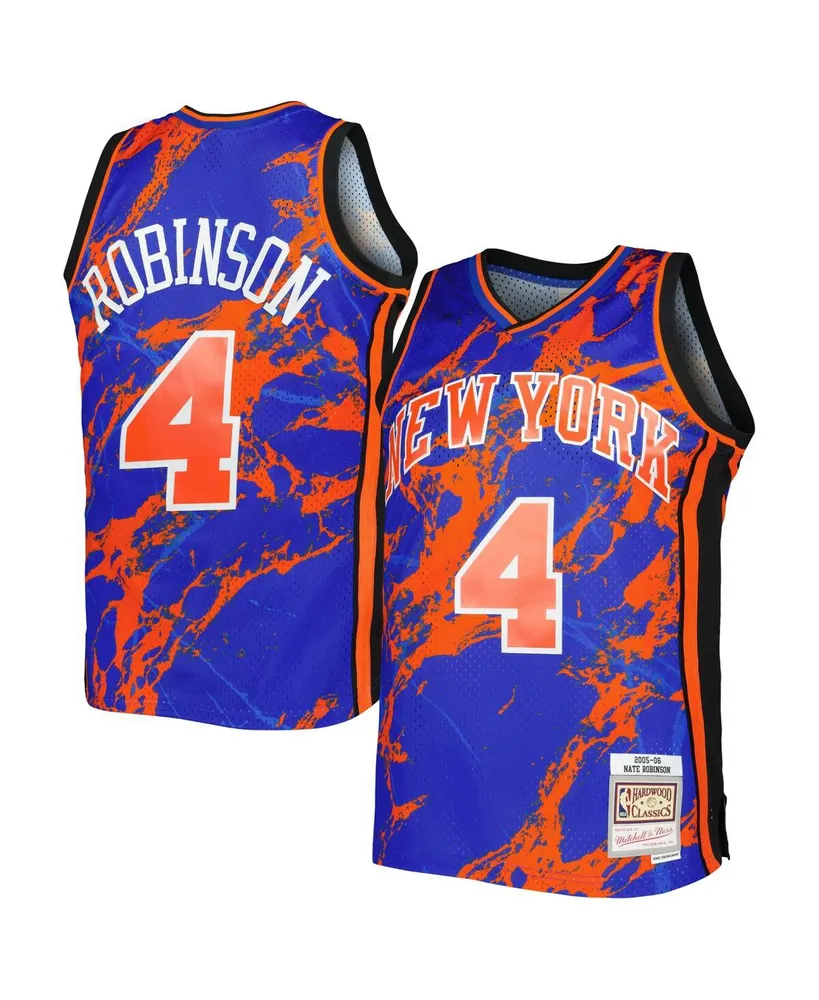 Men's Mitchell & Ness Nate Robinson Blue New York Knicks 2005-06 Hardwood Classics Marble Swingman Jersey