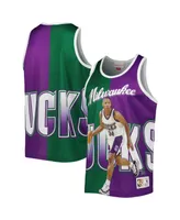 Men's Mitchell & Ness Ray Allen Hunter Green and Purple Milwaukee Bucks Sublimated Player Tank Top