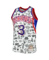 Men's Mitchell & Ness Allen Iverson White Philadelphia 76ers 1996-97 Hardwood Classics Doodle Swingman Jersey