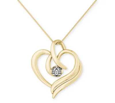 Sirena Diamond Open Heart 18" Pendant Necklace (1/8 ct. t.w.) in 14k White or Yellow Gold