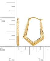 Textured Knife Edge Geometric Hoop Earrings in 10k Gold, Created for Macy's