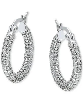Giani Bernini Cubic Zirconia Pave Small Hoop Earrings in Sterling Silver, 0.75", Created for Macy's