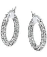 Giani Bernini Cubic Zirconia Pave Small Hoop Earrings in Sterling Silver, 0.75", Created for Macy's
